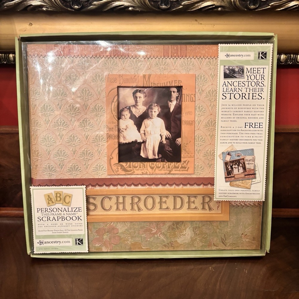 Ancestry Family History Scrapbook 12x12 K&Company Genealogy Album 20 Pages NEW